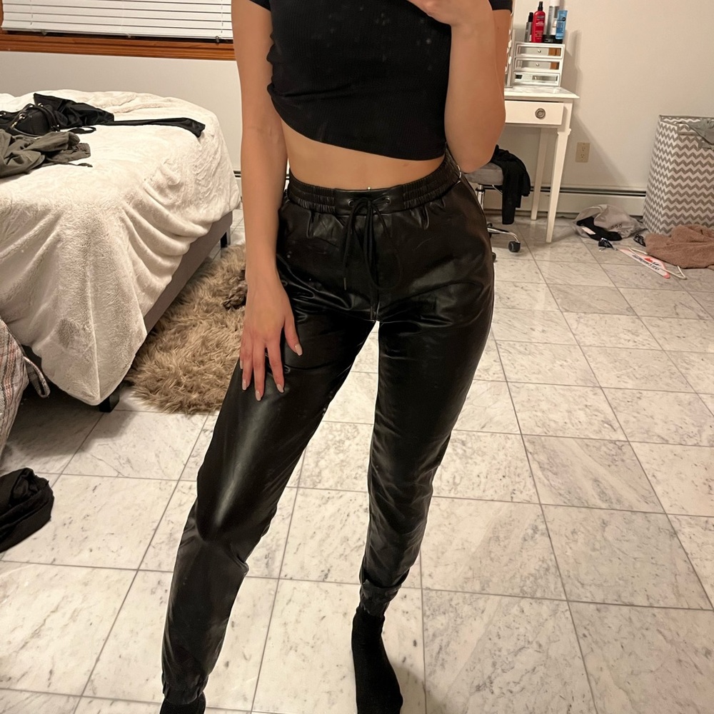 Leather joggers
